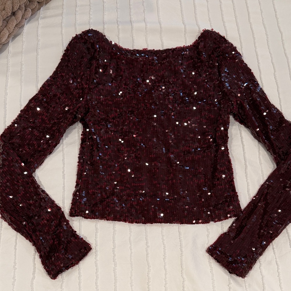 Sparkling Burgundy Sequin Top